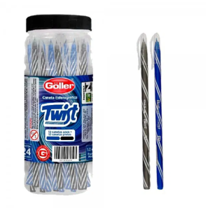 Caneta esferográfica twist preta e azul c/24 pçs 1,0mm 6263 g-1263 Goller